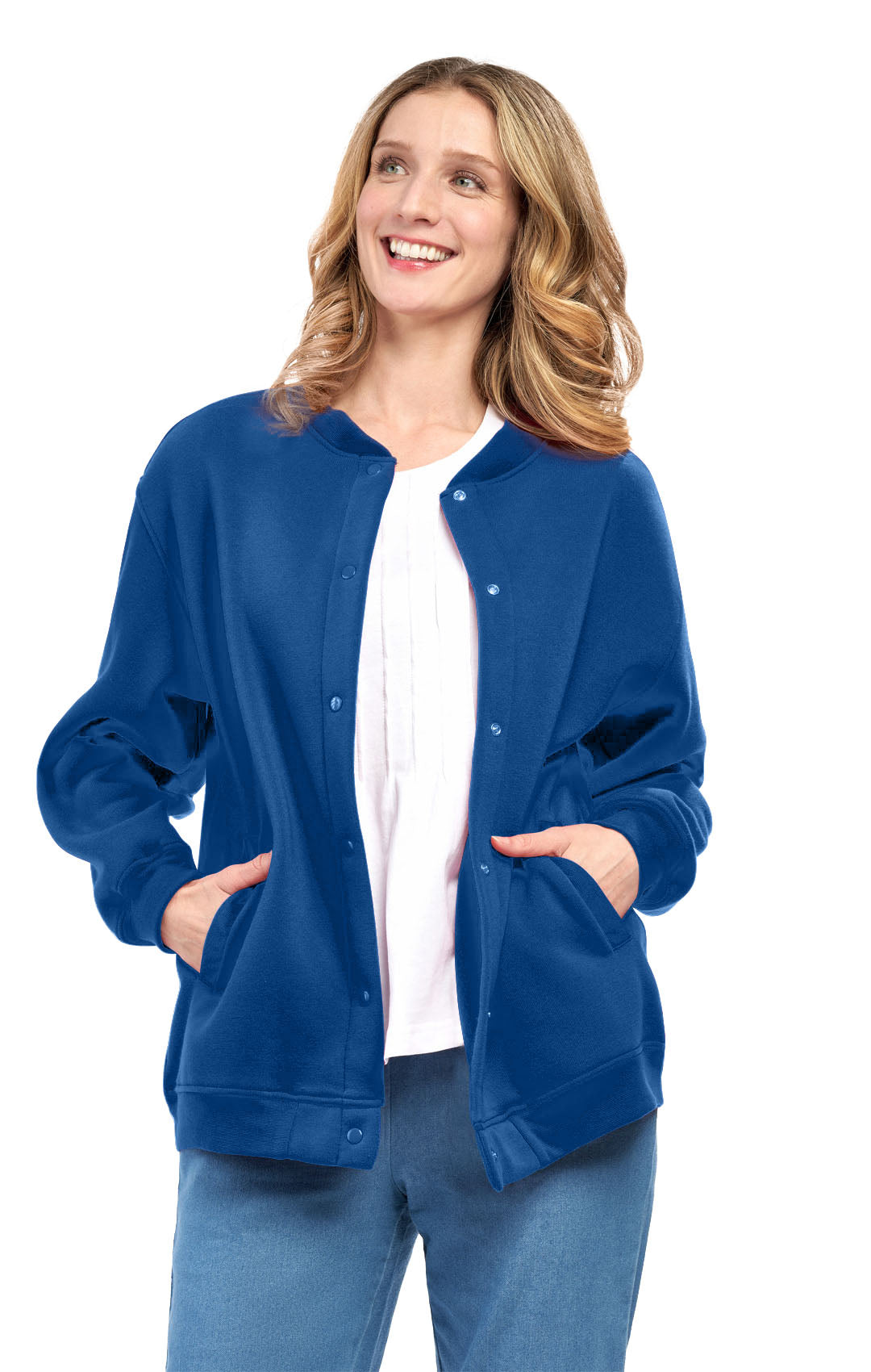 Womens Snap Up Jacket - Soft, Fleecy Lining for Three-Season Comfort