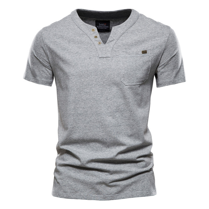 Sports T-shirt Slim Fit Cotton Pocket Men's T-shirt