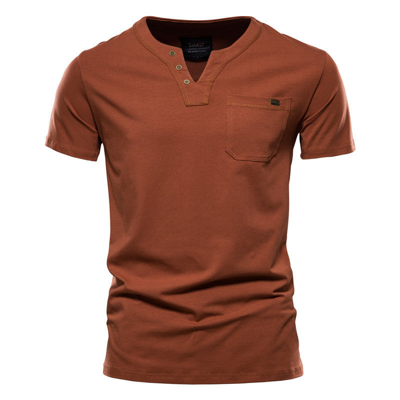 Sports T-shirt Slim Fit Cotton Pocket Men's T-shirt