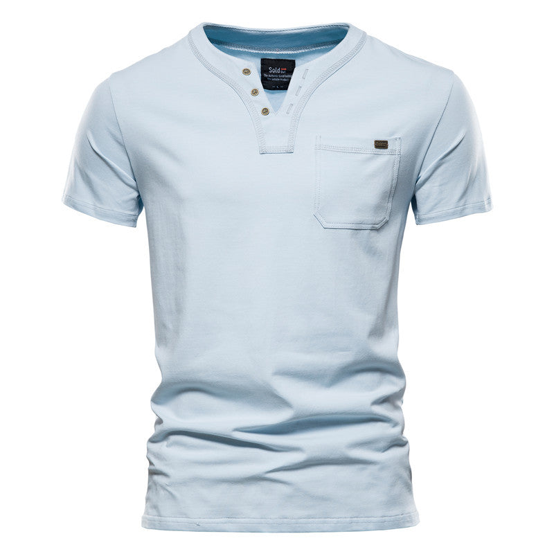 Sports T-shirt Slim Fit Cotton Pocket Men's T-shirt