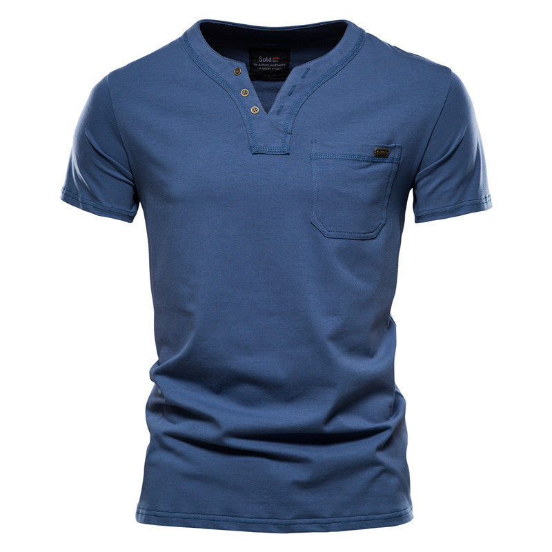 Sports T-shirt Slim Fit Cotton Pocket Men's T-shirt