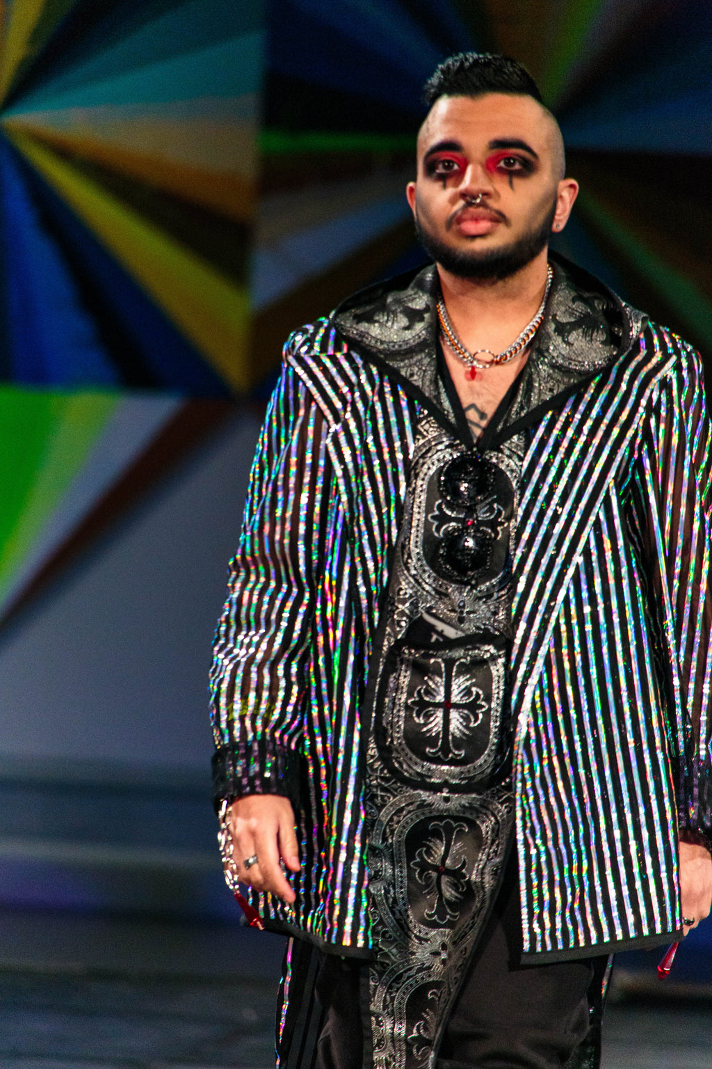 Reflective Pin Striped Blazer