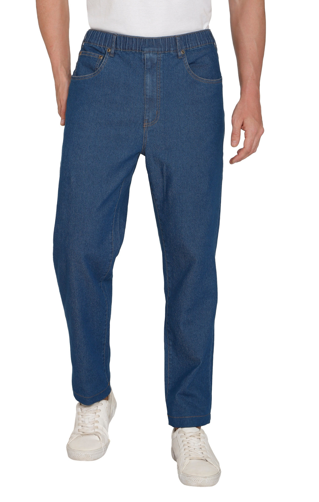 Men’s Lightweight Casual Elastic Waist Pull-On Jeans – Denim & Twill Pants with Easy Fit