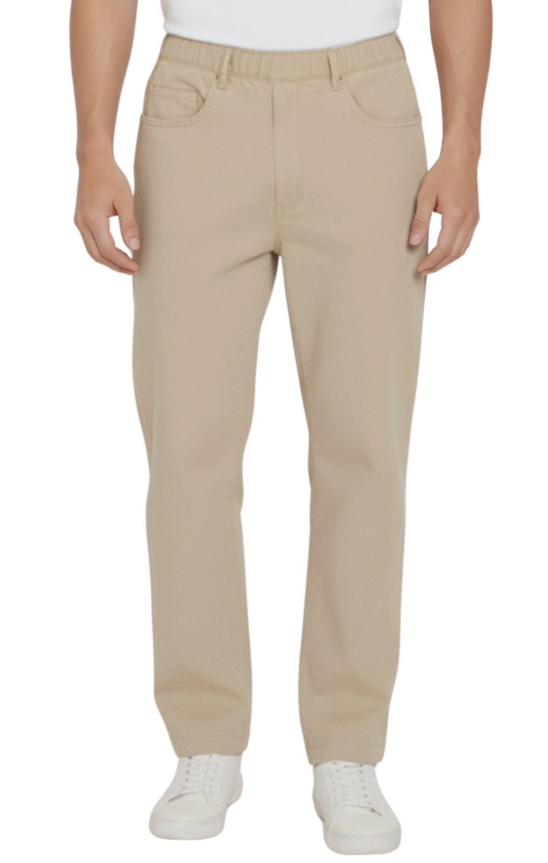 Men’s Lightweight Casual Elastic Waist Pull-On Jeans – Denim & Twill Pants with Easy Fit