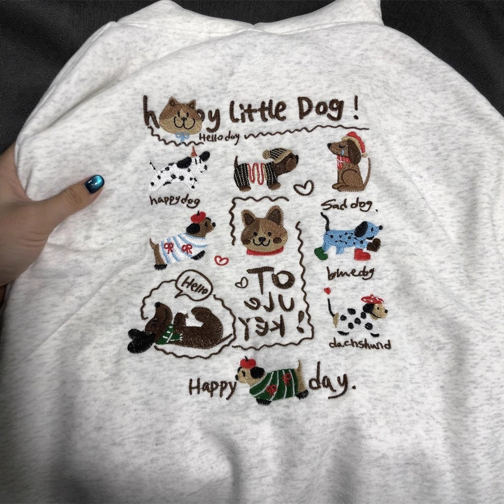 Cute Dachshund Embroidered Hoodie For Women