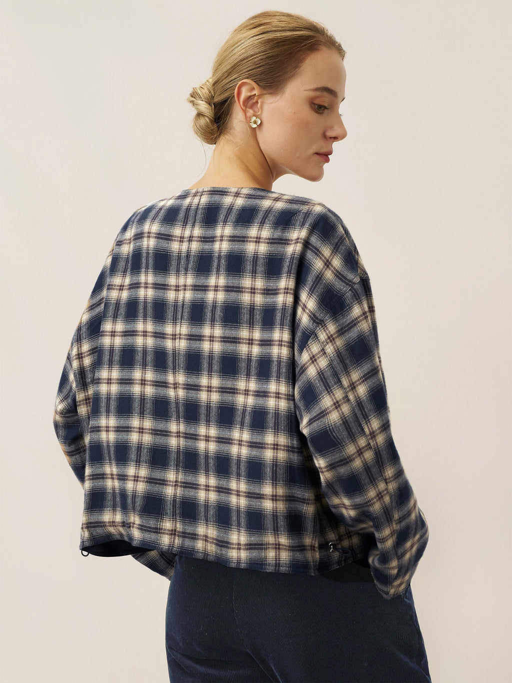 Tencel Linen Reversible Crew Neck Casual Jacket CHLOE