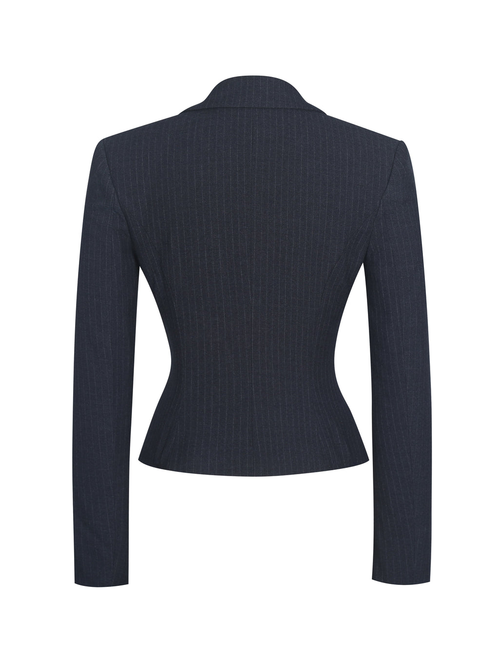 Quinne Navy Striped Single-Breasted Peplum Blazer