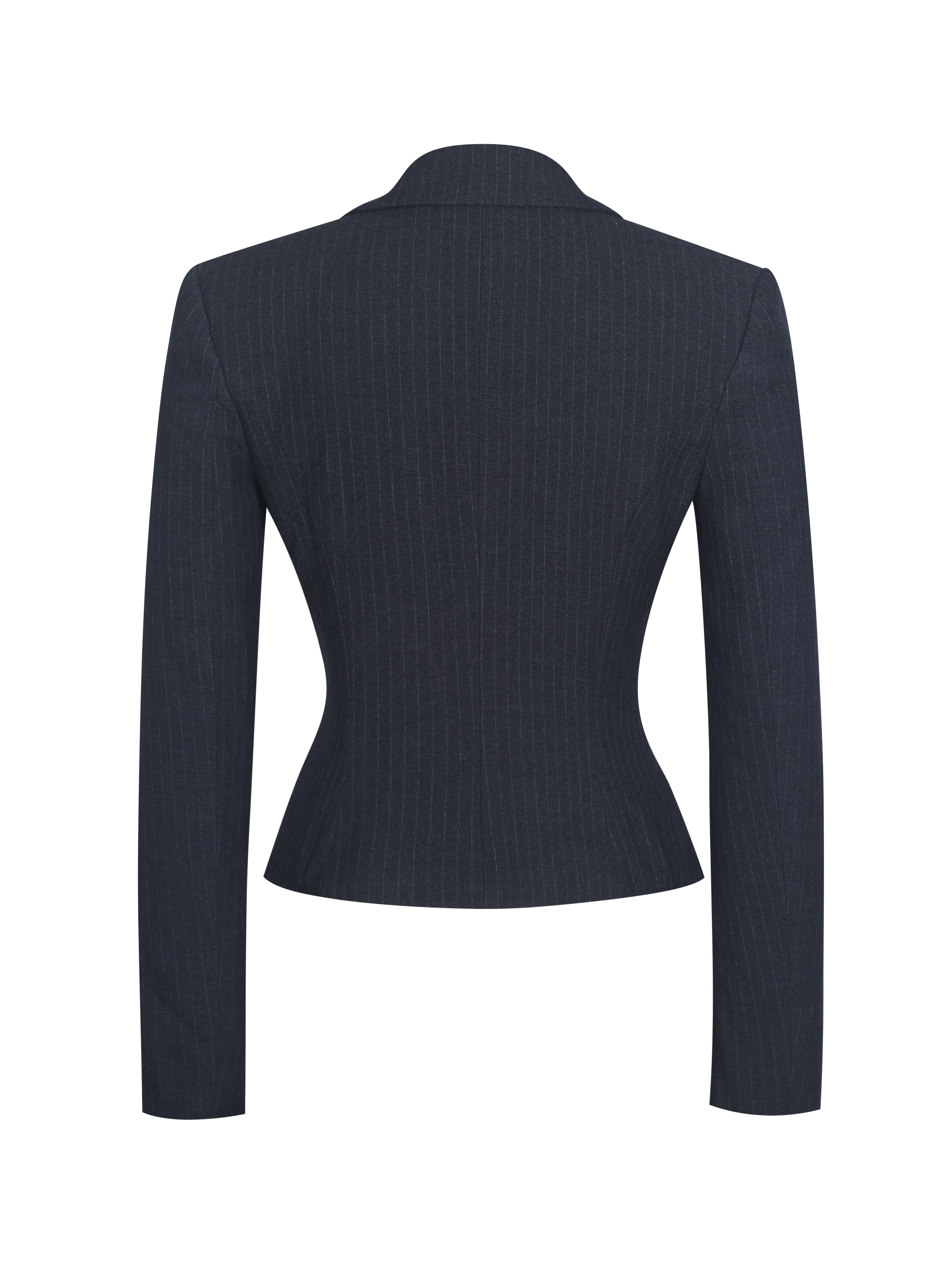 Quinne Navy Striped Single-Breasted Peplum Blazer