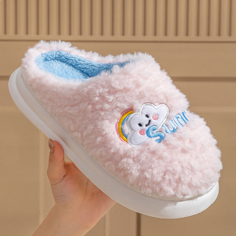 Cute Cartoon Cotton Slippers Thick Bottom Home Slippers Fashion Floor Bedroom Slipper Women Men Couples Warm House Shoes