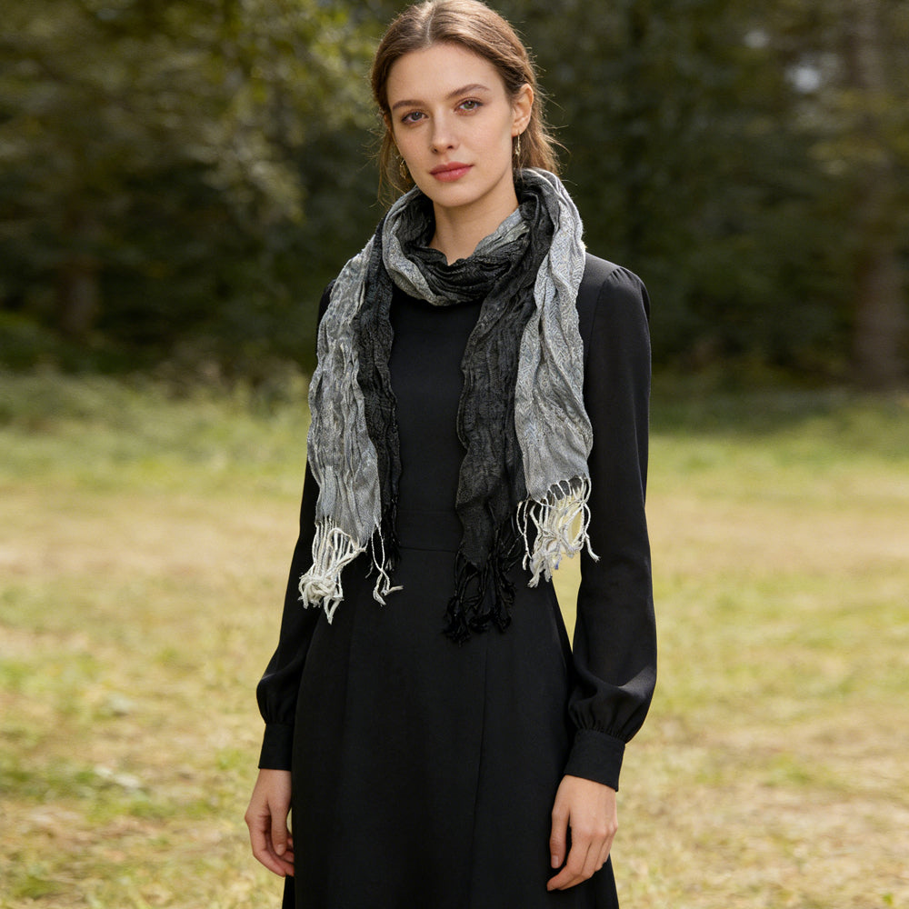 2pcs Grey Winter Jacquard Polyester Long Scarf,vacation,daily Life,evening Party,Office Appropriate Subtlety For Women Men,for Casual Outfits