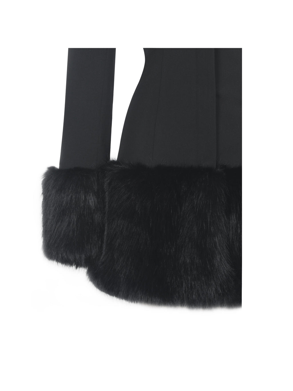 Wenona Black Fur Trimmed V-Neck Mini Blazer Dress