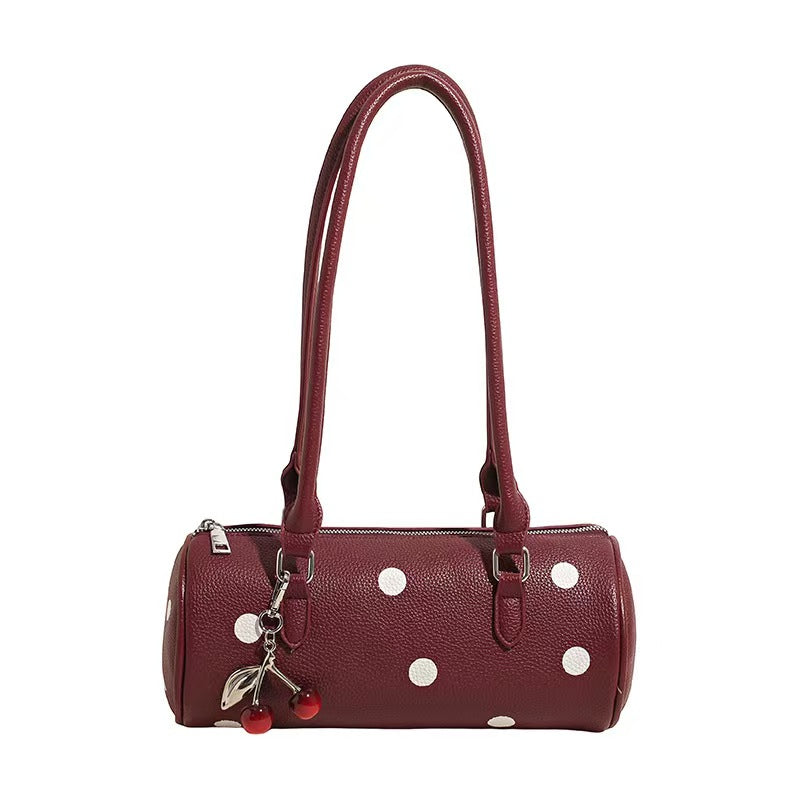 Cylindrical Women's Bag With Pendant