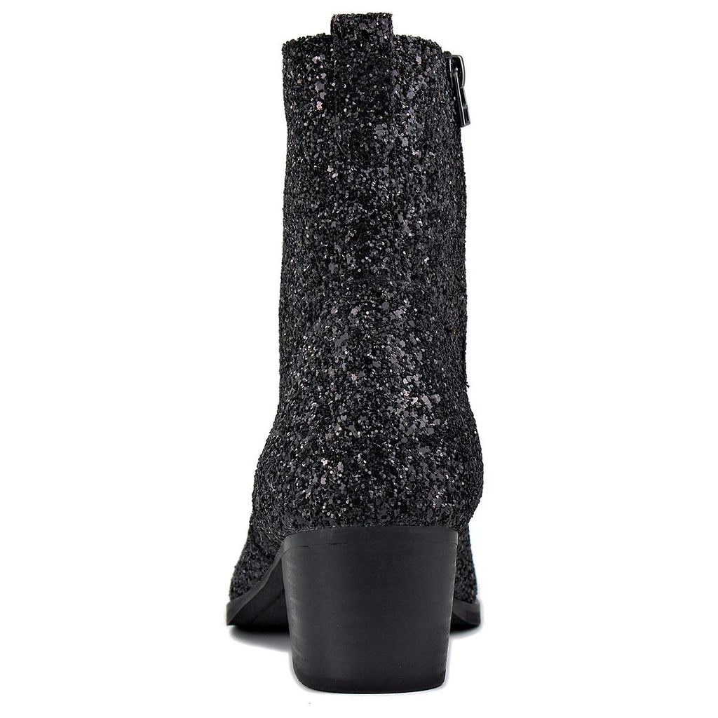 OSSTONE Dress Boot for Men Leather Glitter Chukka Designer Boots Casual Heel Shoes Zipper-up