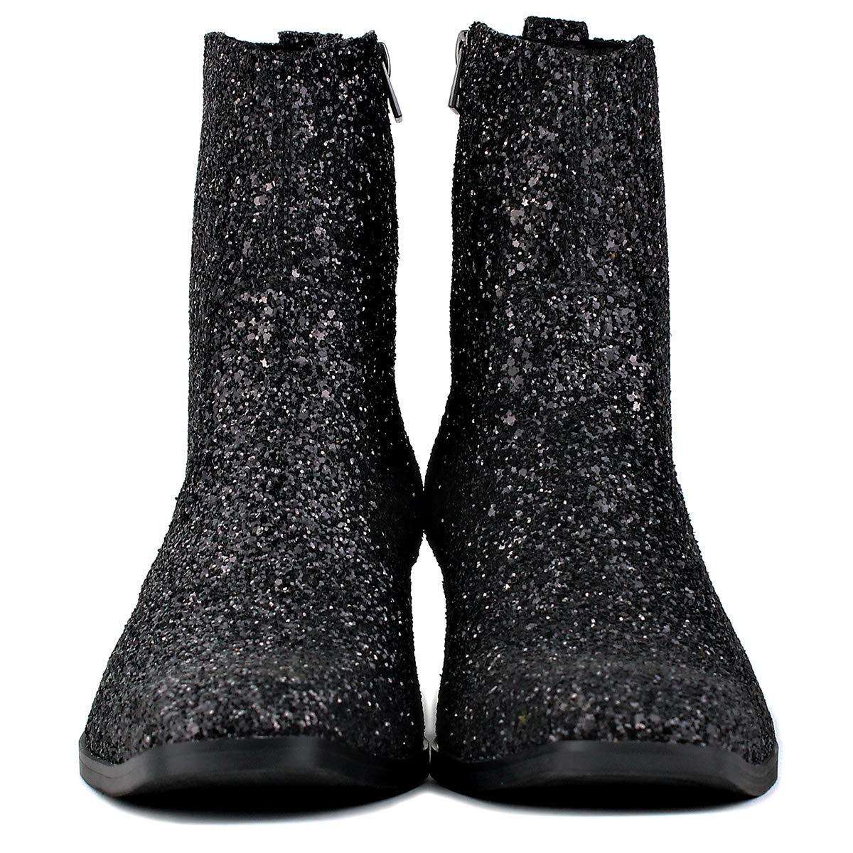 OSSTONE Dress Boot for Men Leather Glitter Chukka Designer Boots Casual Heel Shoes Zipper-up
