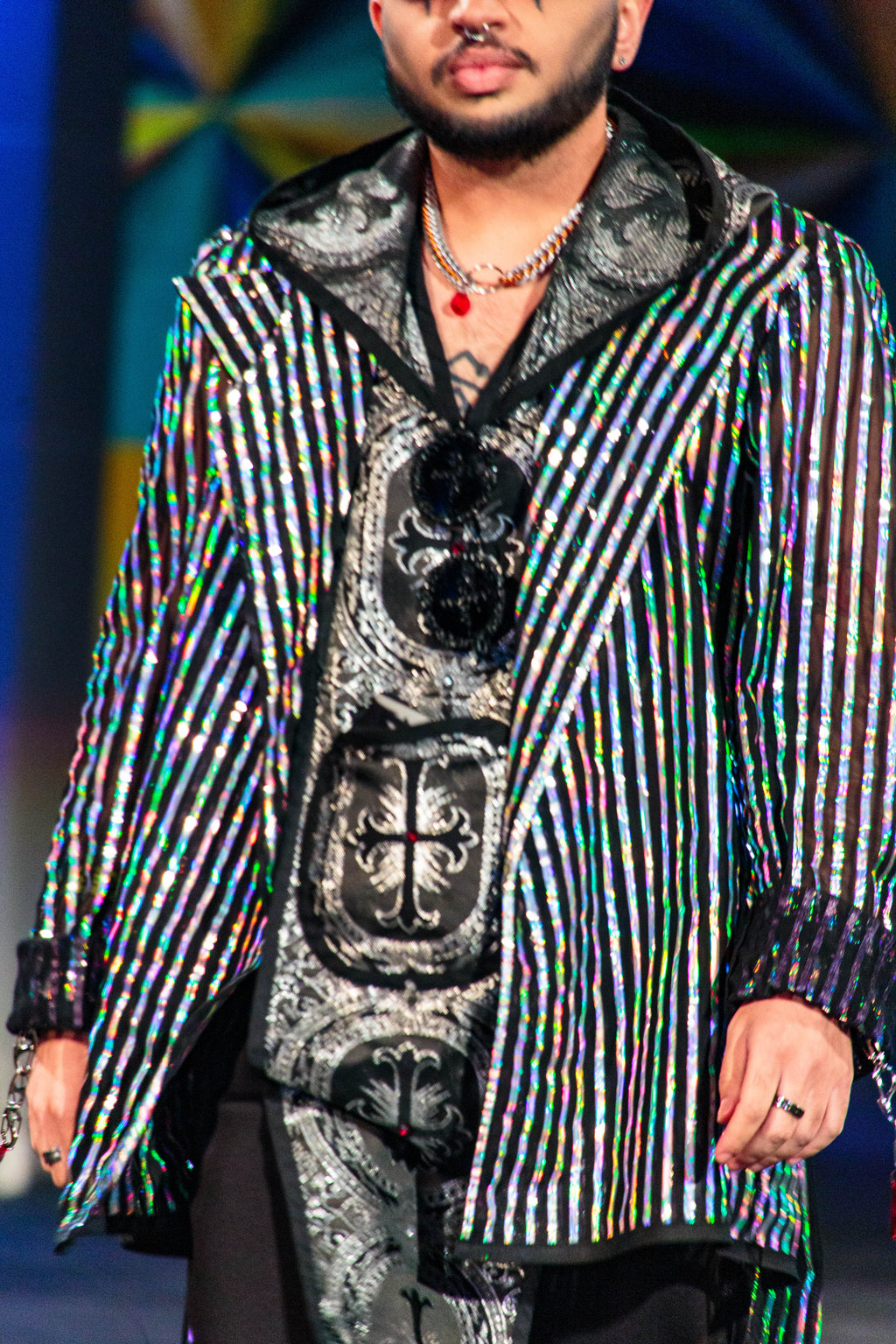 Reflective Pin Striped Blazer