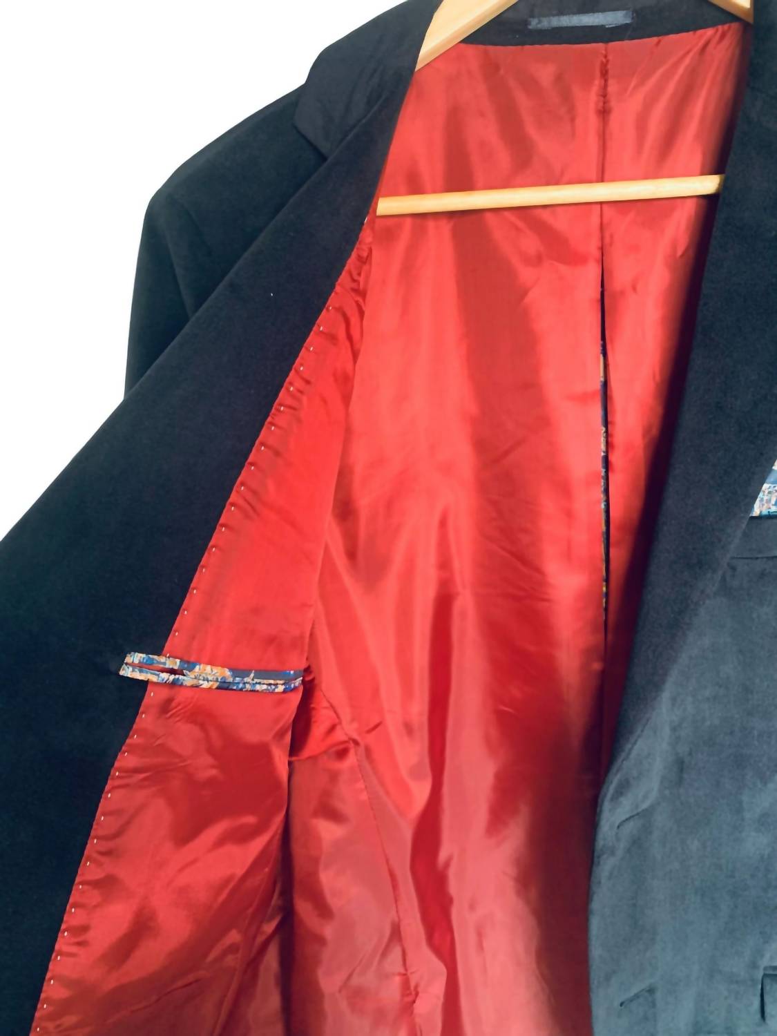 Velvet Blazer With Silk Lining And Pocket Scarf