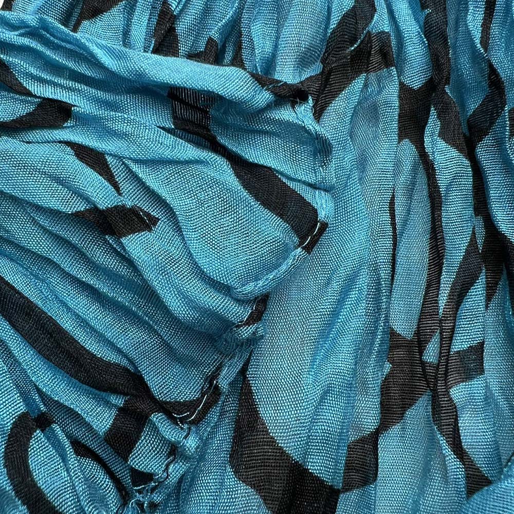 2pcs  Turquoise Printed Crinkle Scarf, Use As Sarong Or Head Wrap,Beach Cover Up Scarf ,vacation,daily Life,evening Party,Office Appropriate Subtlety For Women Men