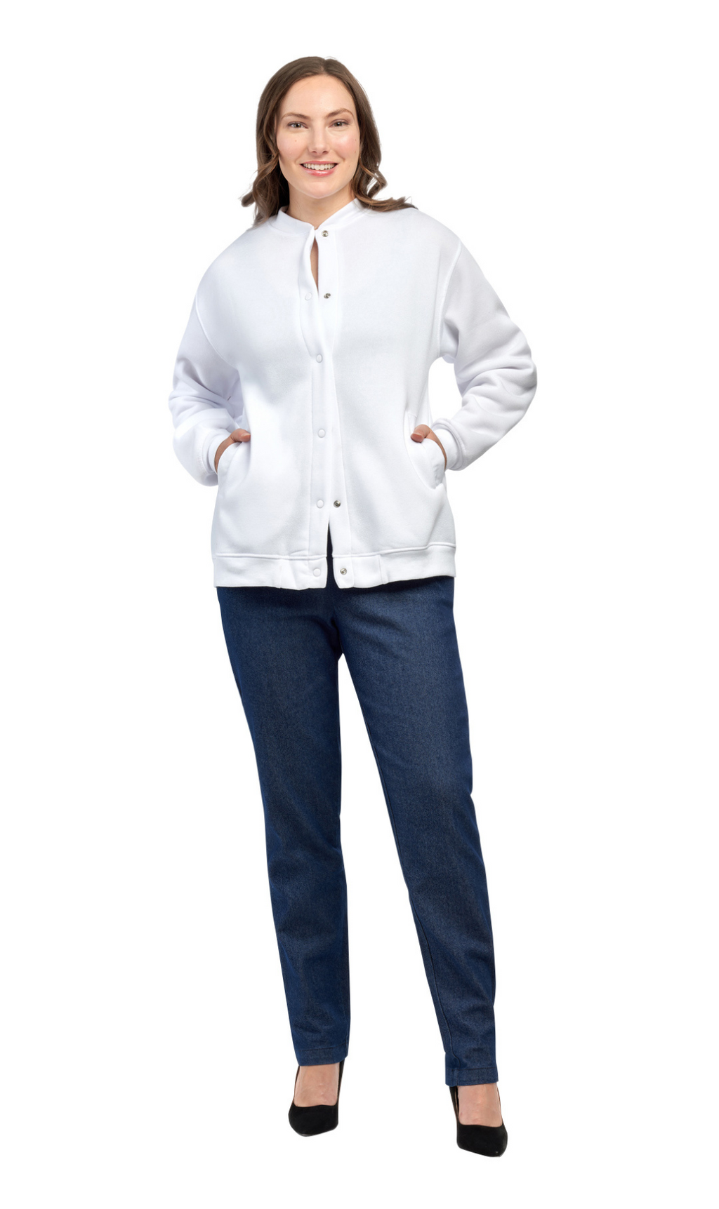 Womens Snap Up Jacket - Soft, Fleecy Lining for Three-Season Comfort