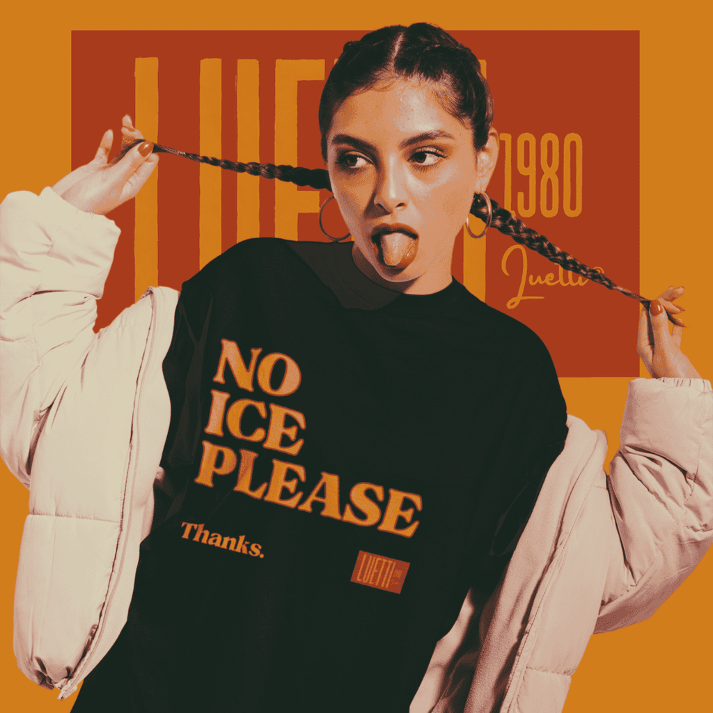 "No Ice Please" Raw Hem Oversized Tee