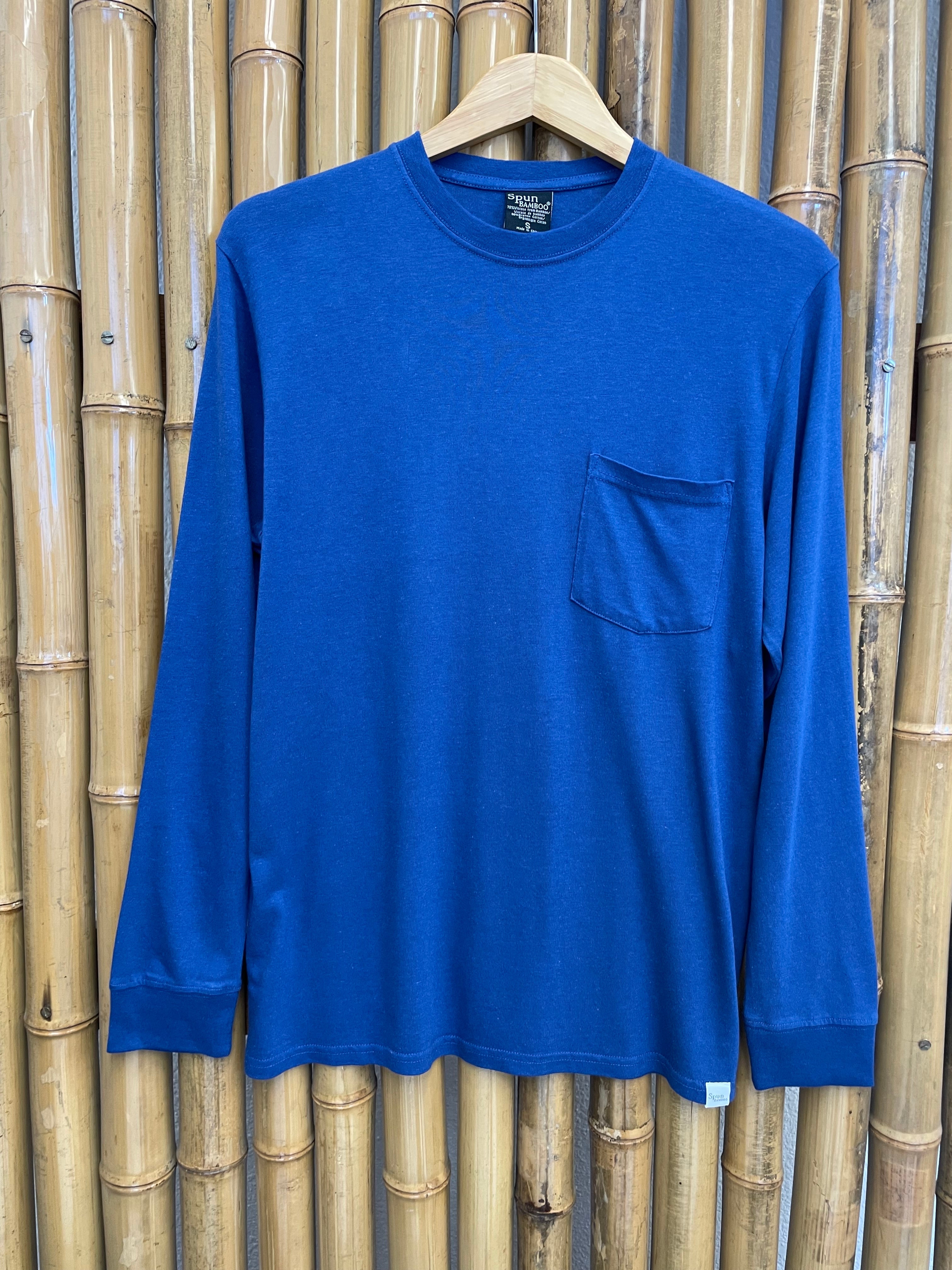 New Men's Bamboo Viscose/Organic Cotton Long Sleeve T-Shirt with Pocket