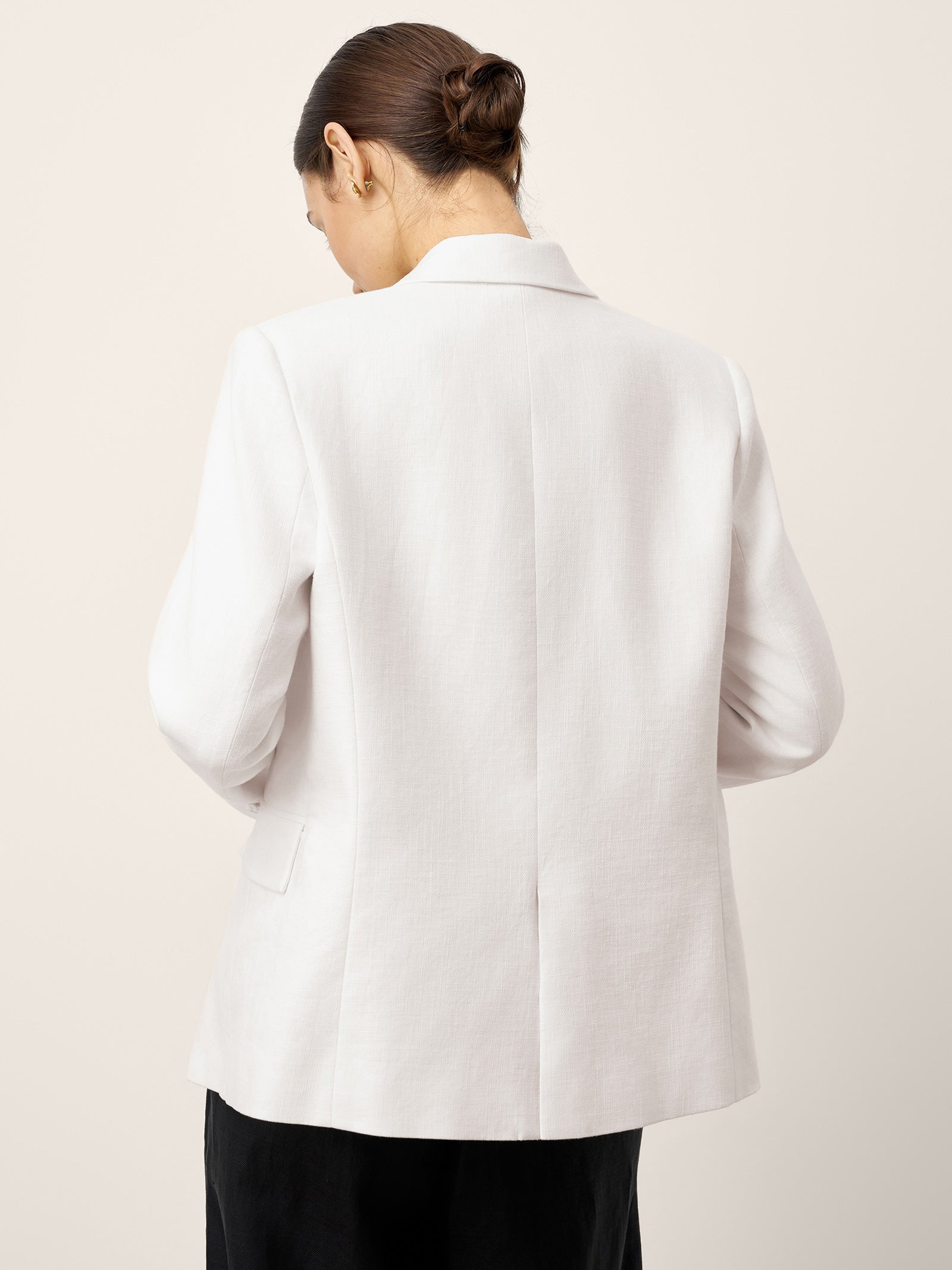 Linen Peak Lapel Crossover Blazer IRIS