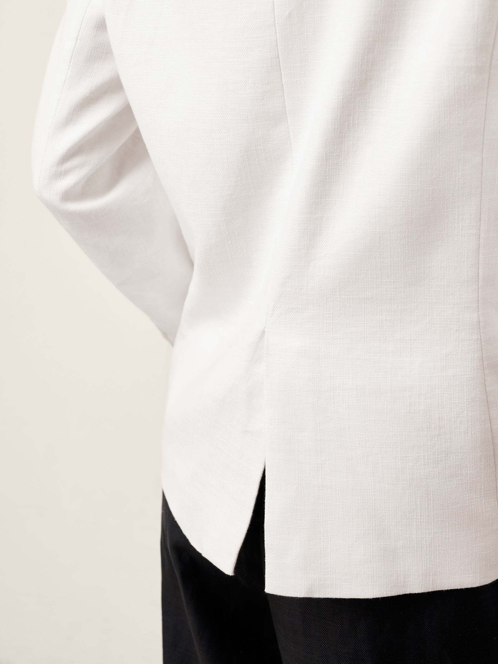 Linen Peak Lapel Crossover Blazer IRIS