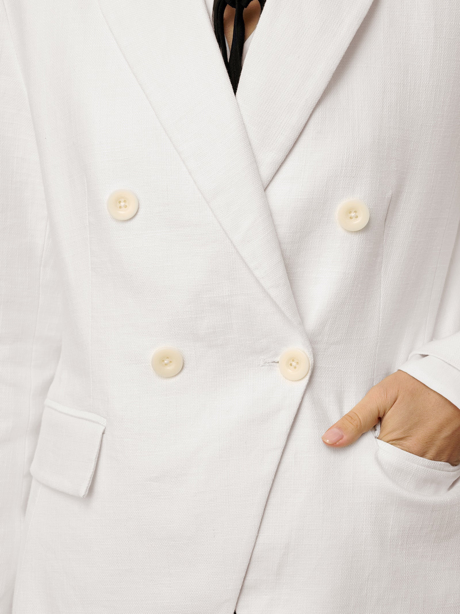 Linen Peak Lapel Crossover Blazer IRIS