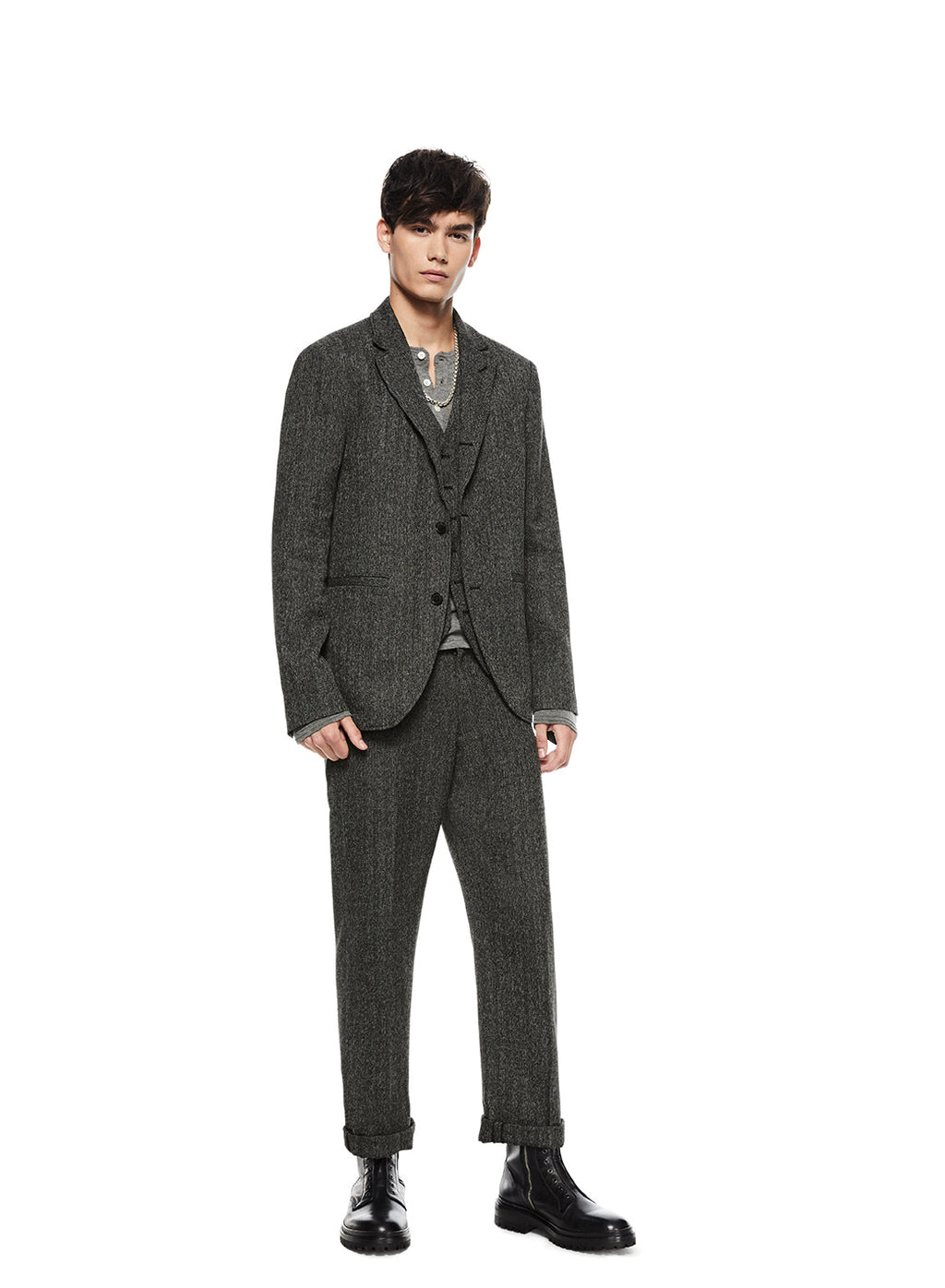 Herringbone Single-Breasted Jacket