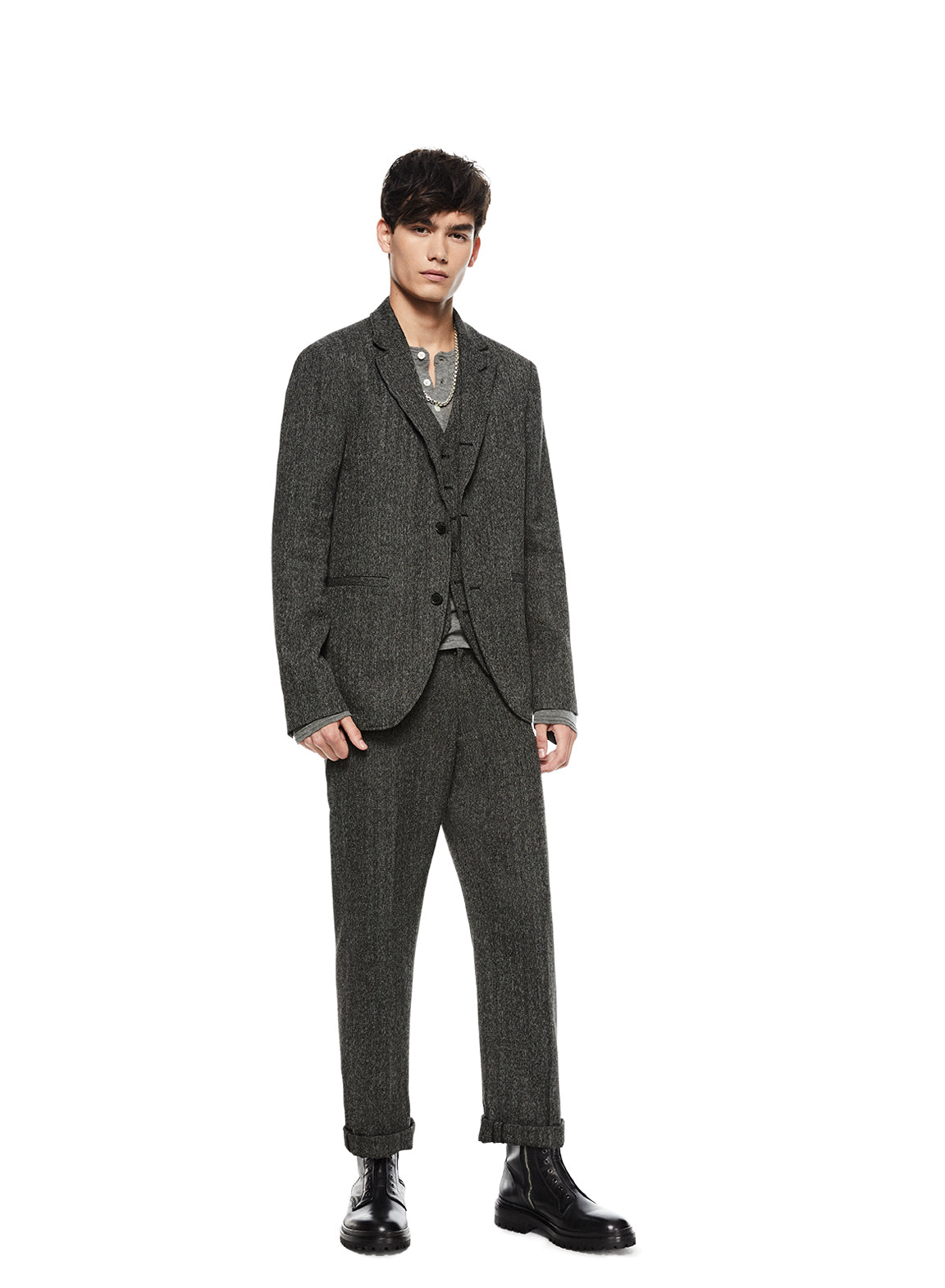 Herringbone Single-Breasted Jacket