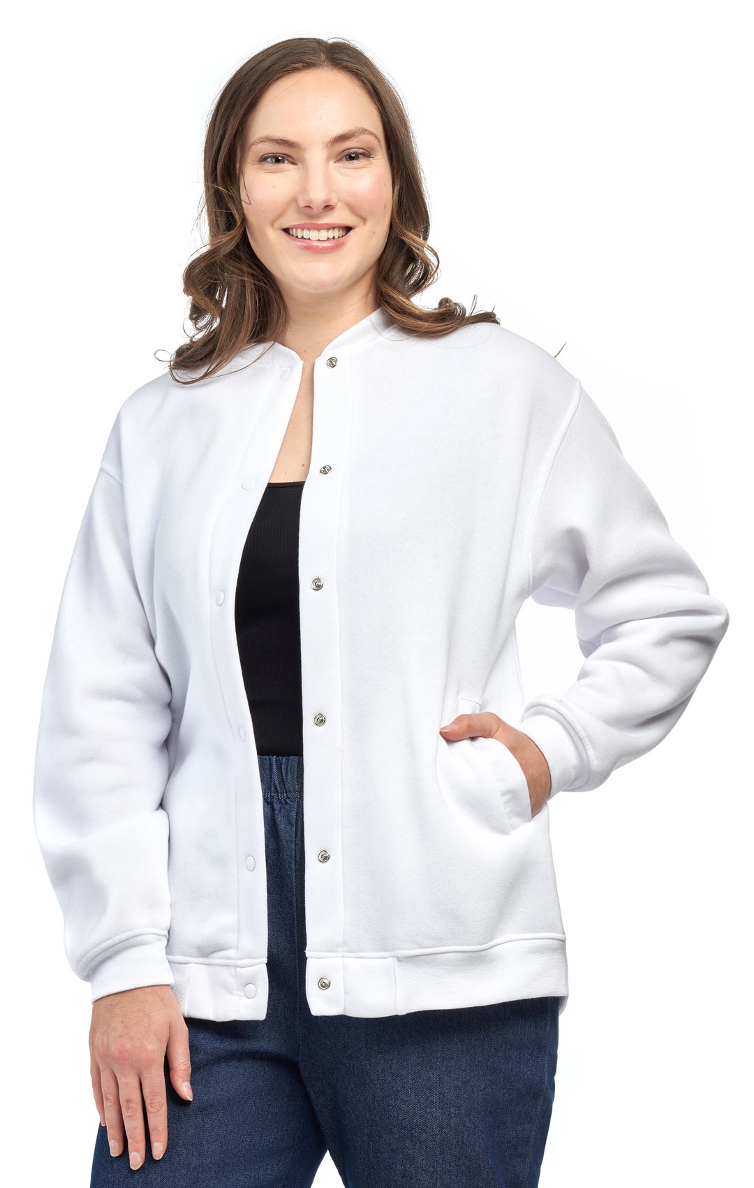 Womens Snap Up Jacket - Soft, Fleecy Lining for Three-Season Comfort