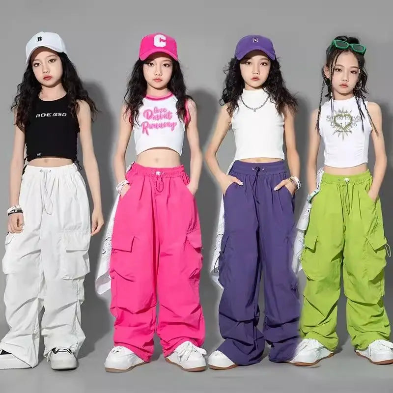 Girls Hip Hop Cargo Joggers