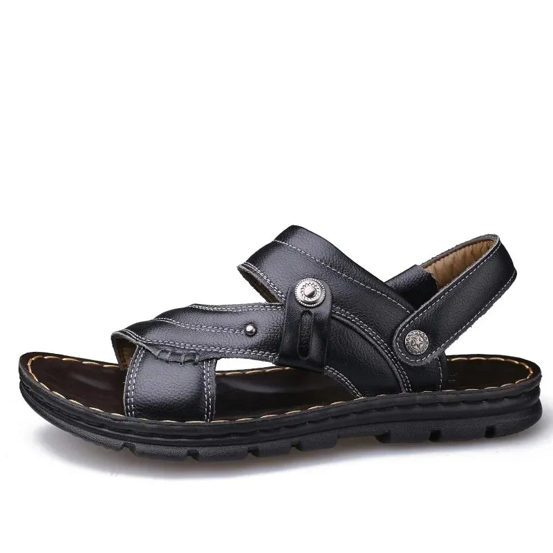 Men's Summer Genuine Leather Sandals Slippers