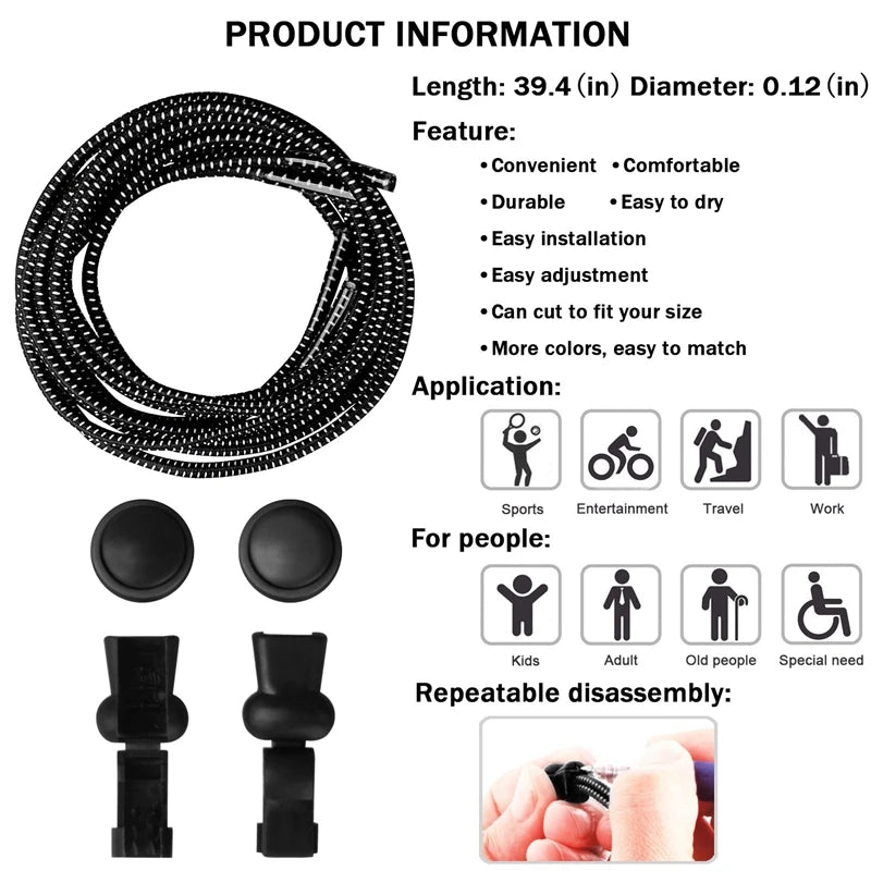 1Pair Shoelaces for Sneaker Elastic