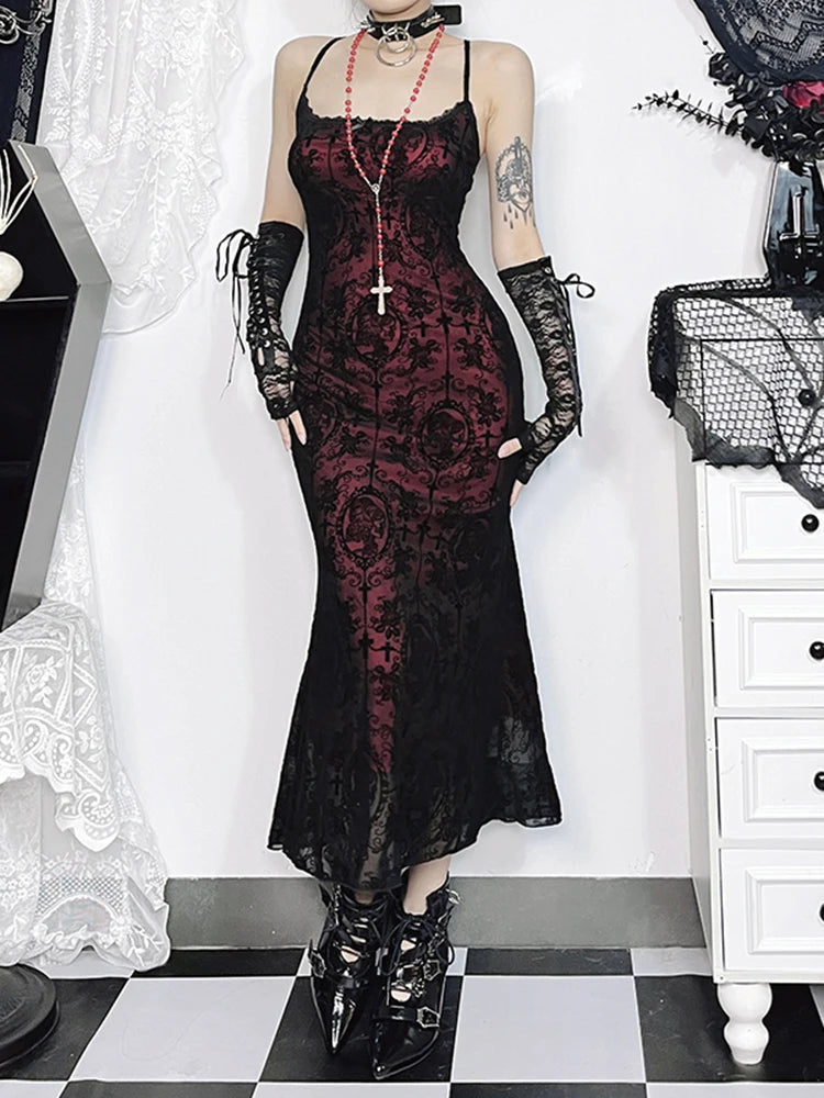 Sexy Cross Pattern Goth Dress