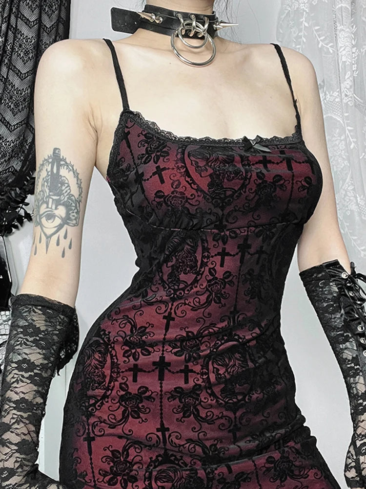 Sexy Cross Pattern Goth Dress