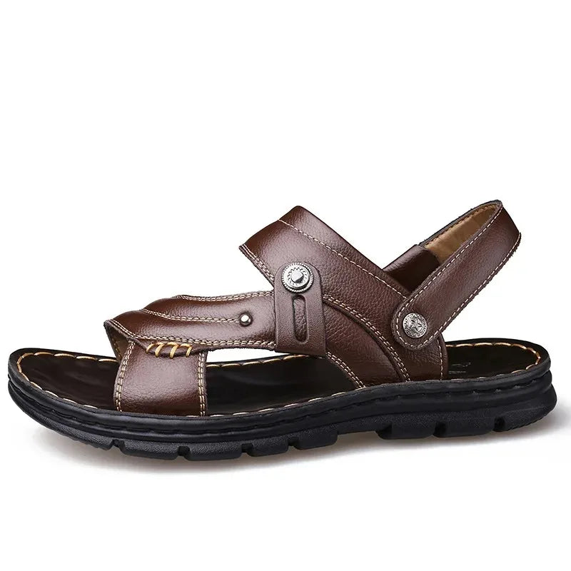Men's Summer Genuine Leather Sandals Slippers