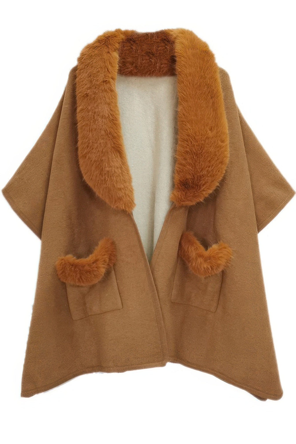 Faux Fur Collar Kimono