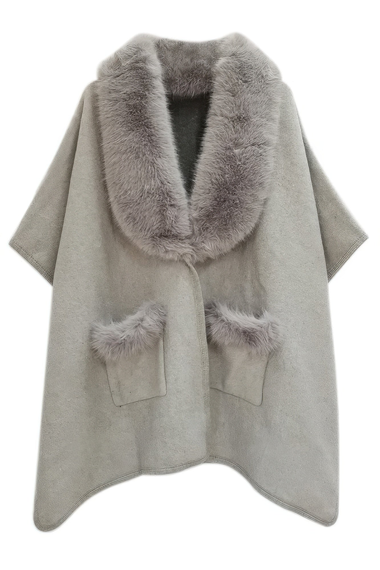 Faux Fur Collar Kimono