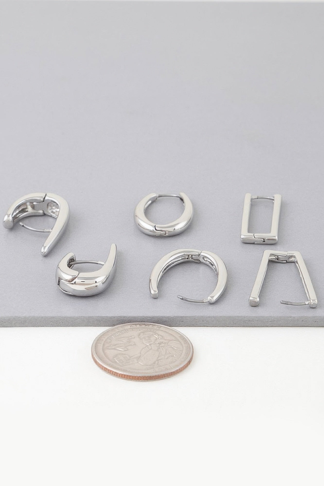 Multi Shiny Modern Hoop Earrings Set