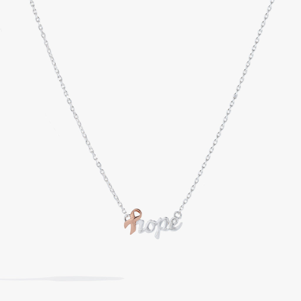 'Hope' Breast Cancer Awareness Pink Ribbon Necklace