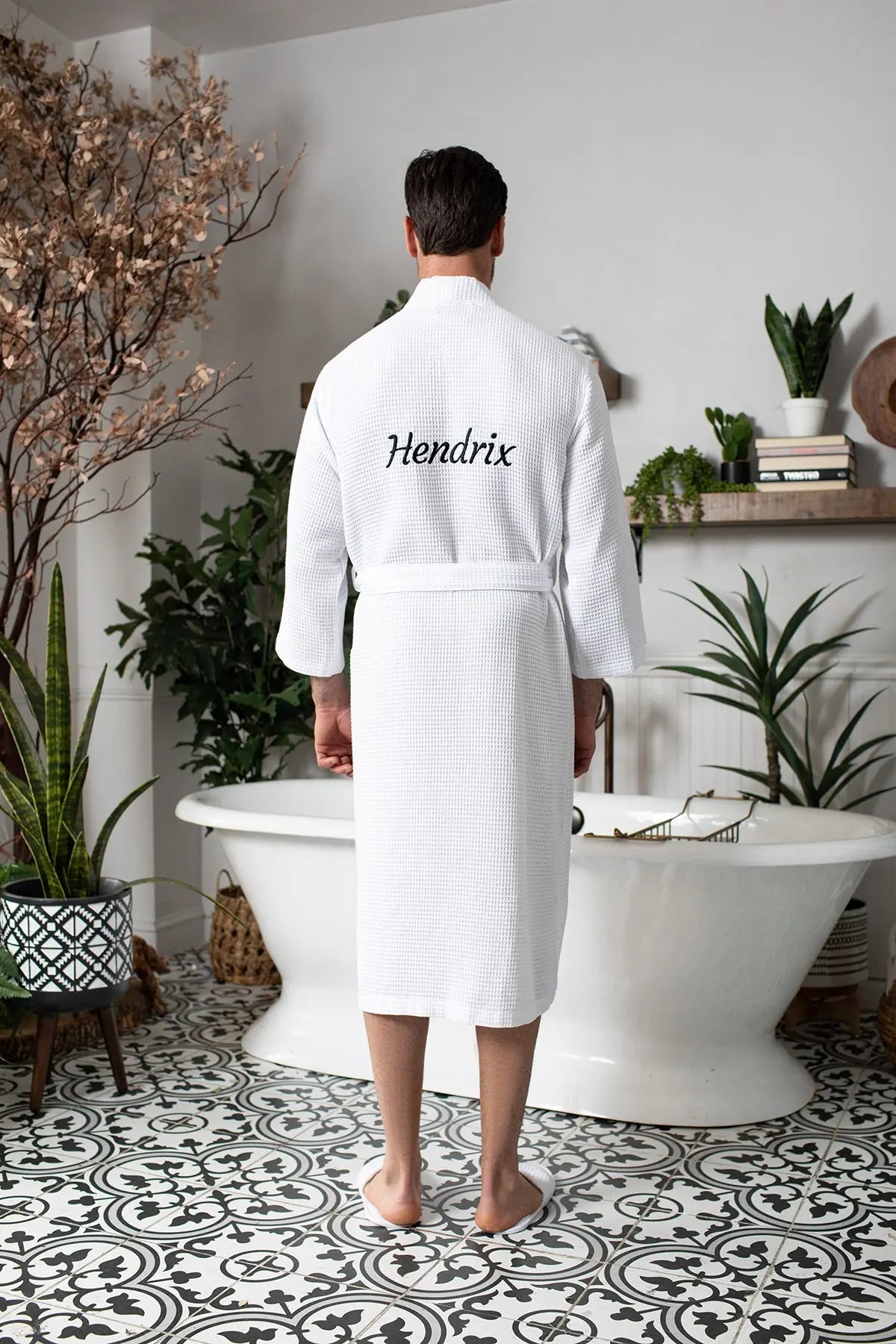 Waffle Spa Bathrobe for Men -  Absorbent, Lightweight