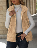 Cardigan Zipper Loose Pocket Double-Sided Fleece Vest
