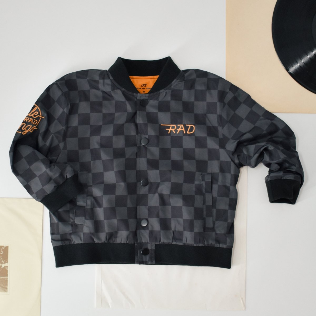 KIDS WATERPROOF LETTERMAN JACKET - CHECKERS