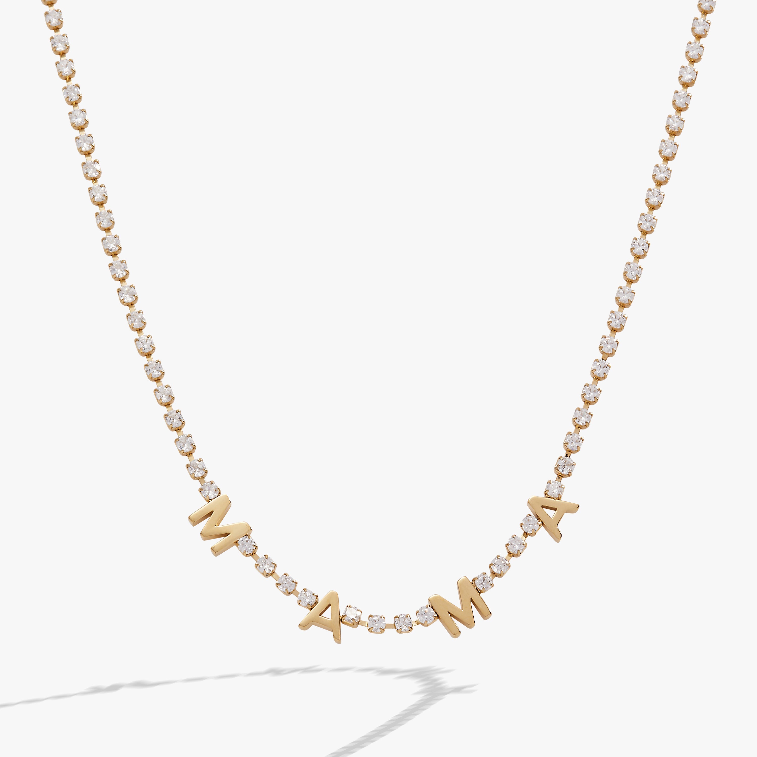 "Mama" Crystal Tennis Necklace
