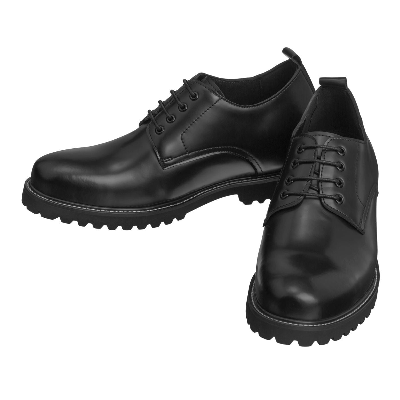 CALTO S9118 - 3" Taller Black Leather Elevator Work Shoes