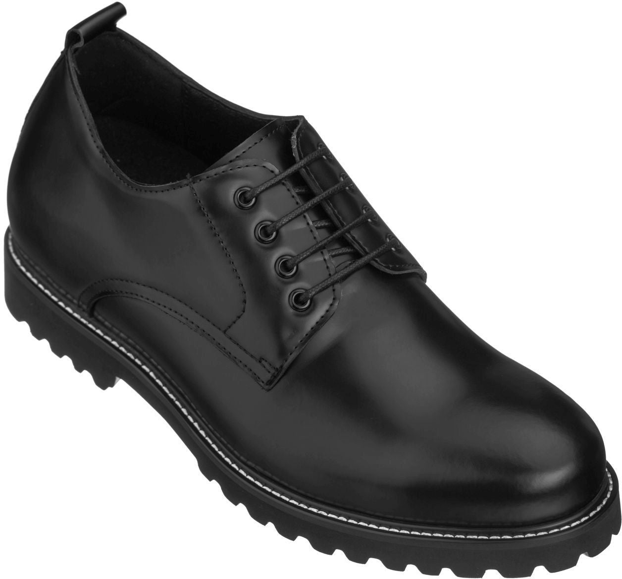 CALTO S9118 - 3" Taller Black Leather Elevator Work Shoes