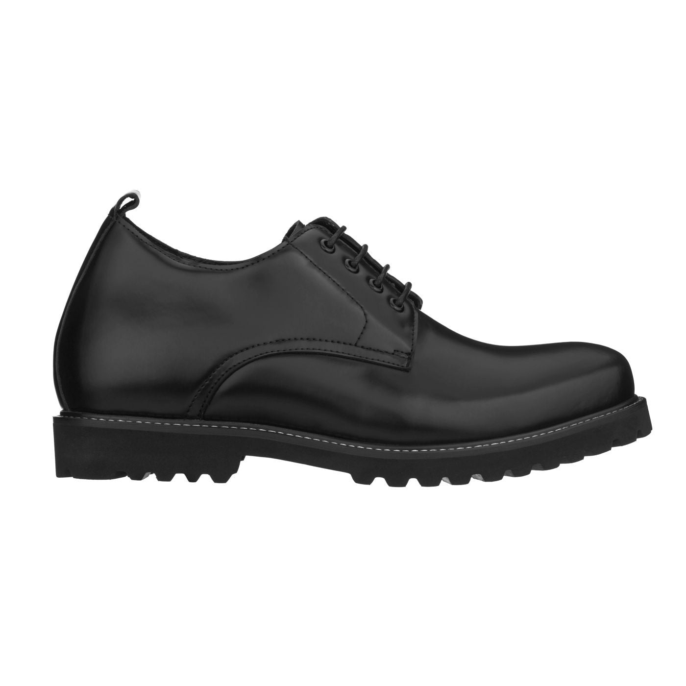 CALTO S9118 - 3" Taller Black Leather Elevator Work Shoes